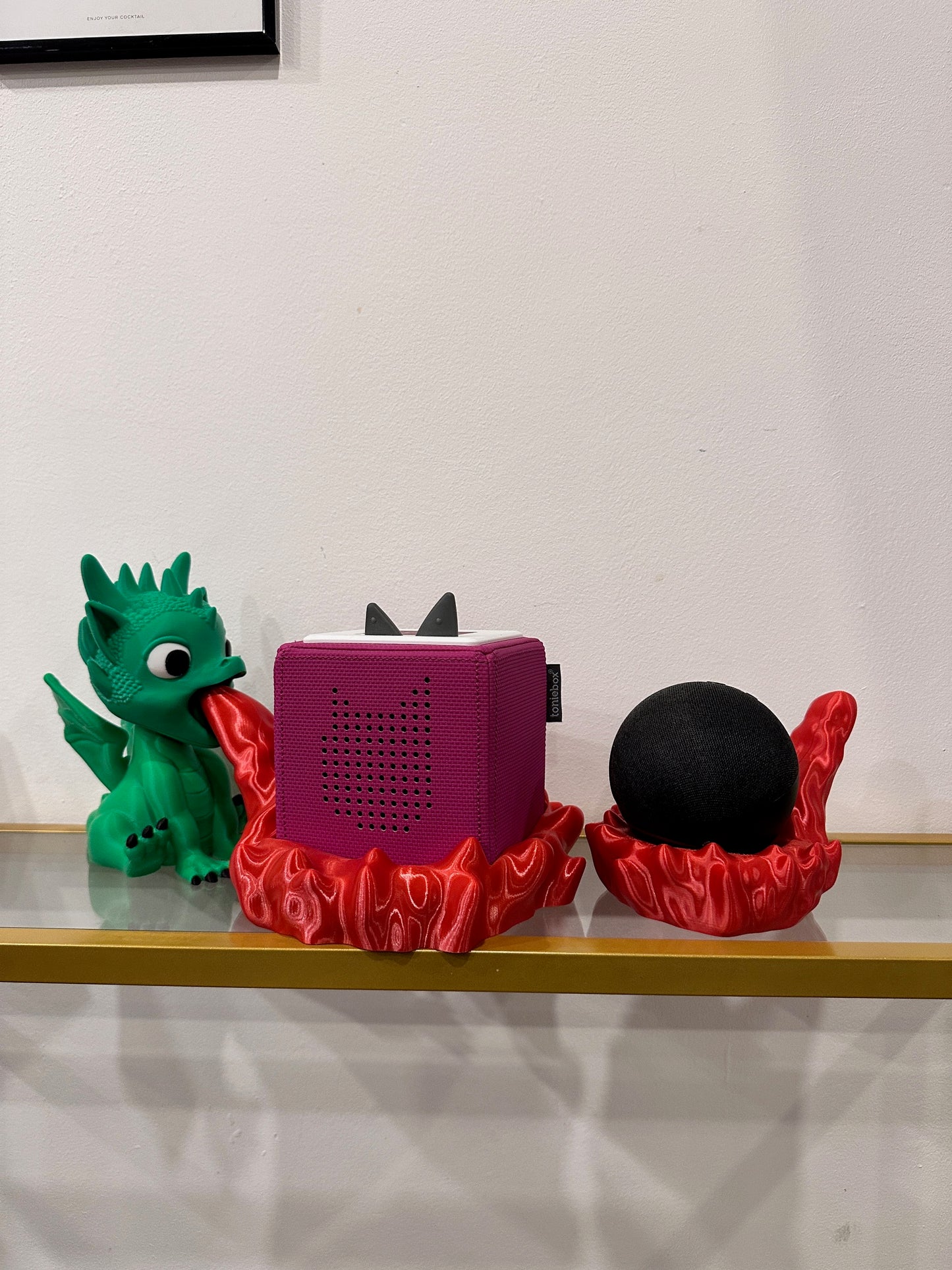 Toniebox Stand Halterung Drache, Alexa Echo Dot Halterung Feuerspeiender Drache