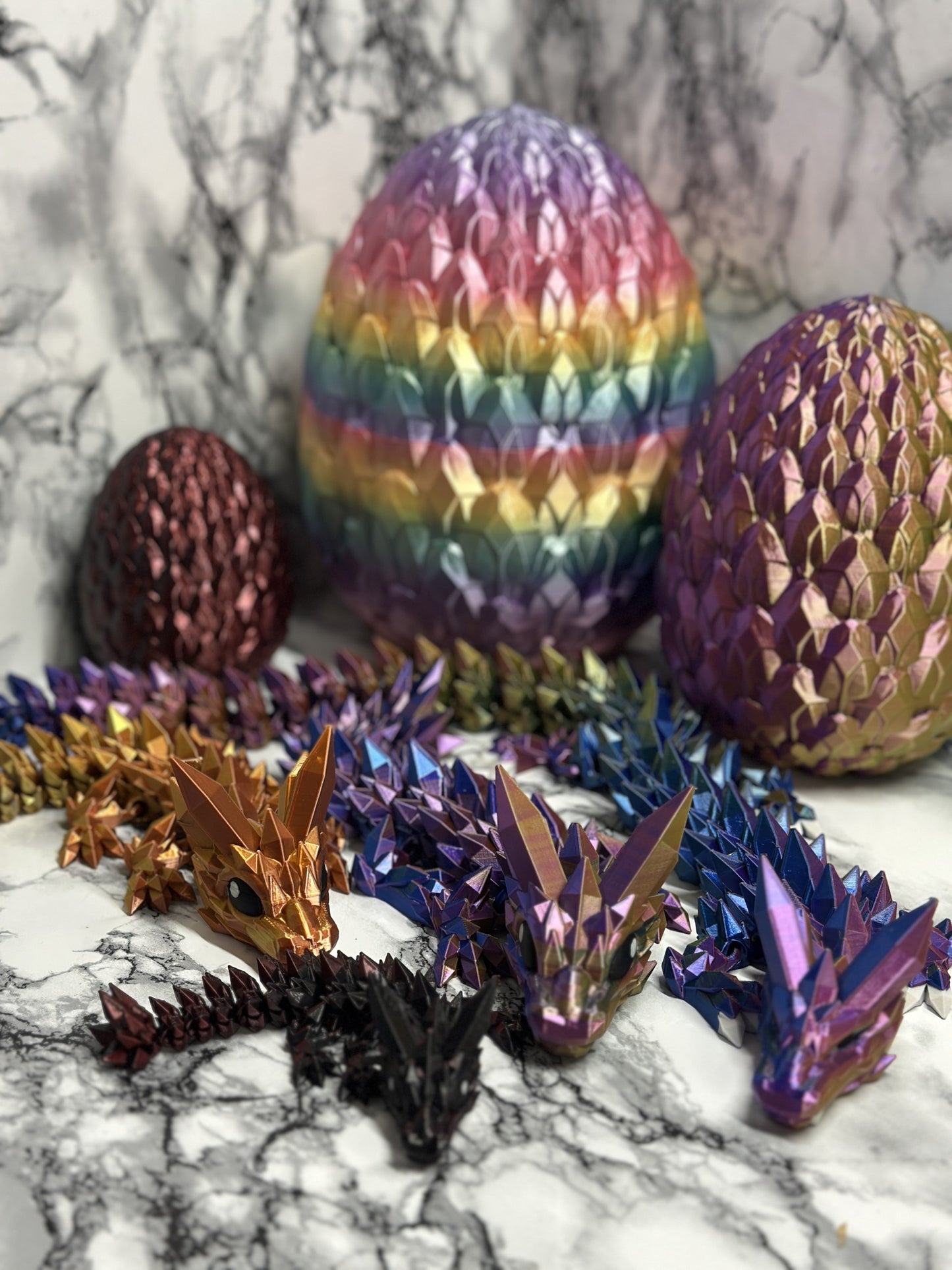 Kristalldrache mit Ei - Set, beweglicher Drache, Fidget
