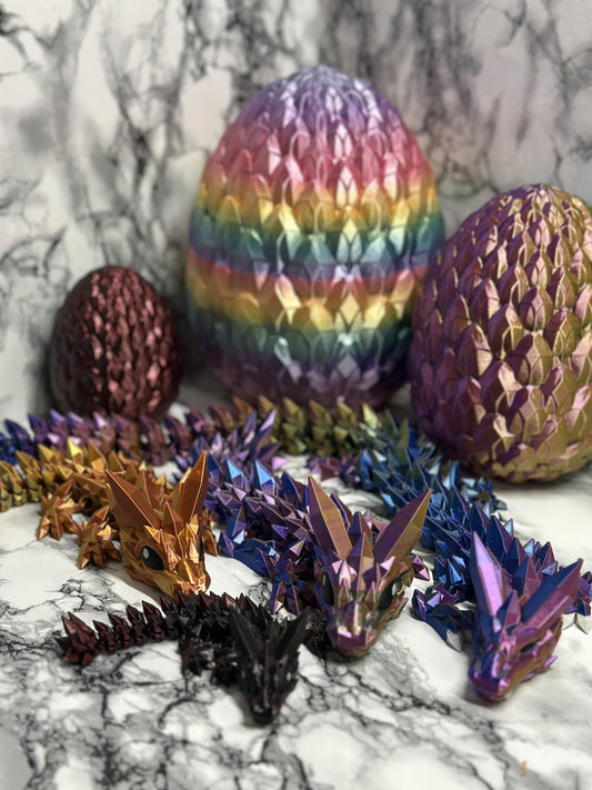 Kristalldrache mit Ei - Set, beweglicher Drache, Fidget